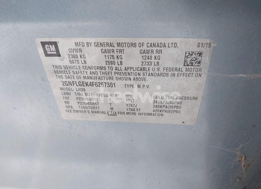 Photo 9 of 2015 Chevrolet Equinox 2LT (VIN 2GNFLGEK4F6267301)