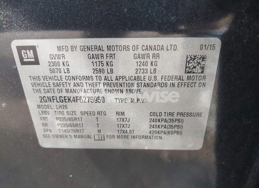 Photo 9 of 2015 Chevrolet Equinox 2LT (VIN 2GNFLGEK4F6275950)