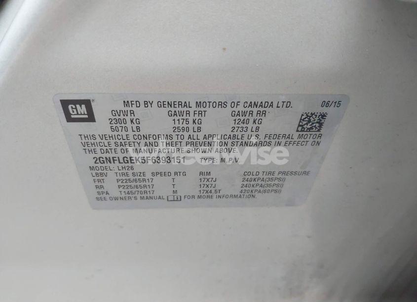 Photo 9 of 2015 Chevrolet Equinox 2LT (VIN 2GNFLGEK5F6393151)