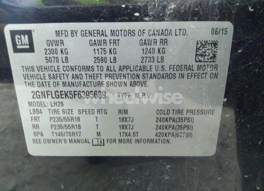 Photo 9 of 2015 Chevrolet Equinox 2LT (VIN 2GNFLGEK5F6395689)