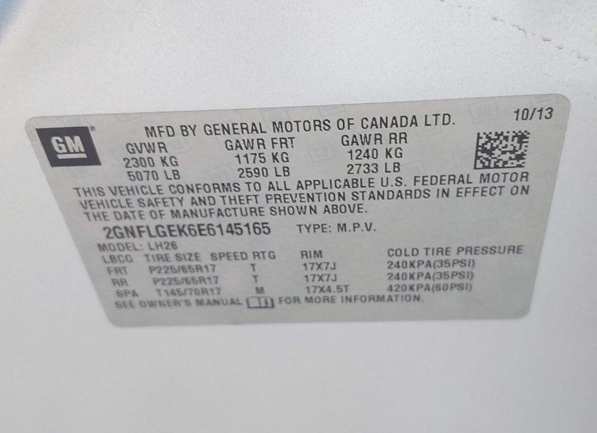 Photo 9 of 2014 Chevrolet Equinox 2LT (VIN 2GNFLGEK6E6145165)