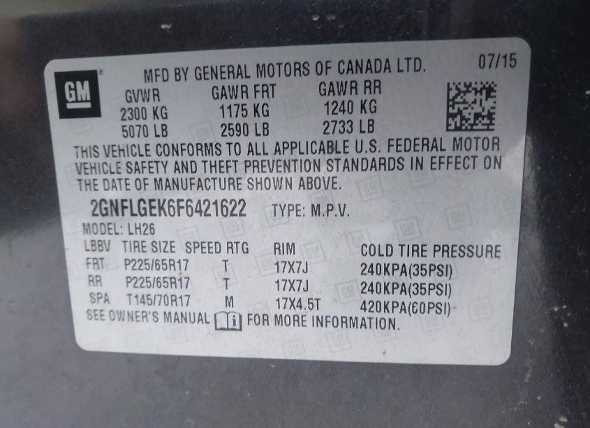 Photo 9 of 2015 Chevrolet Equinox 2LT (VIN 2GNFLGEK6F6421622)