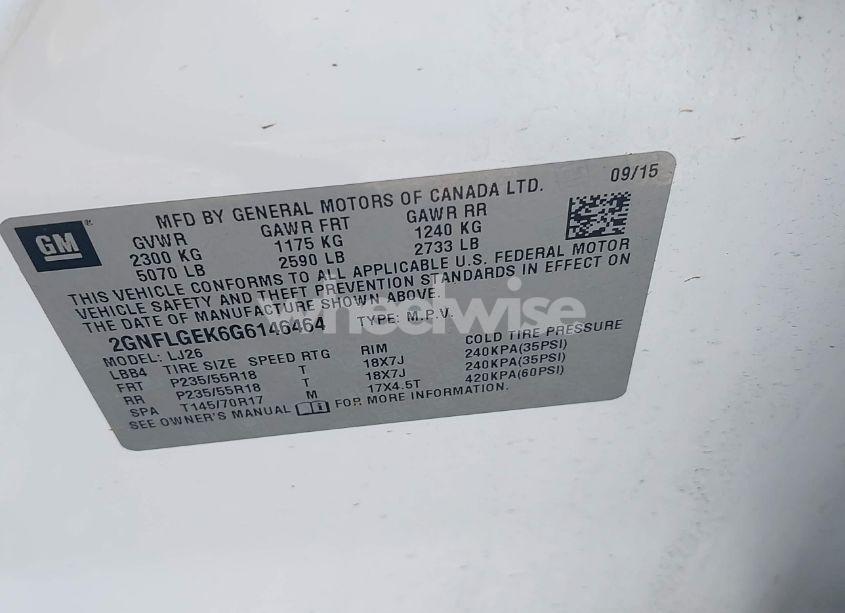 Photo 9 of 2016 Chevrolet Equinox LTZ (VIN 2GNFLGEK6G6146464)