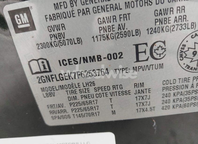 Photo 9 of 2015 Chevrolet Equinox 2LT (VIN 2GNFLGEK7F6253764)