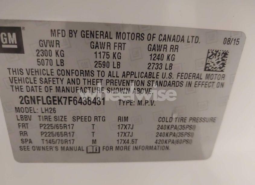 Photo 9 of 2015 Chevrolet Equinox 2LT (VIN 2GNFLGEK7F6438431)