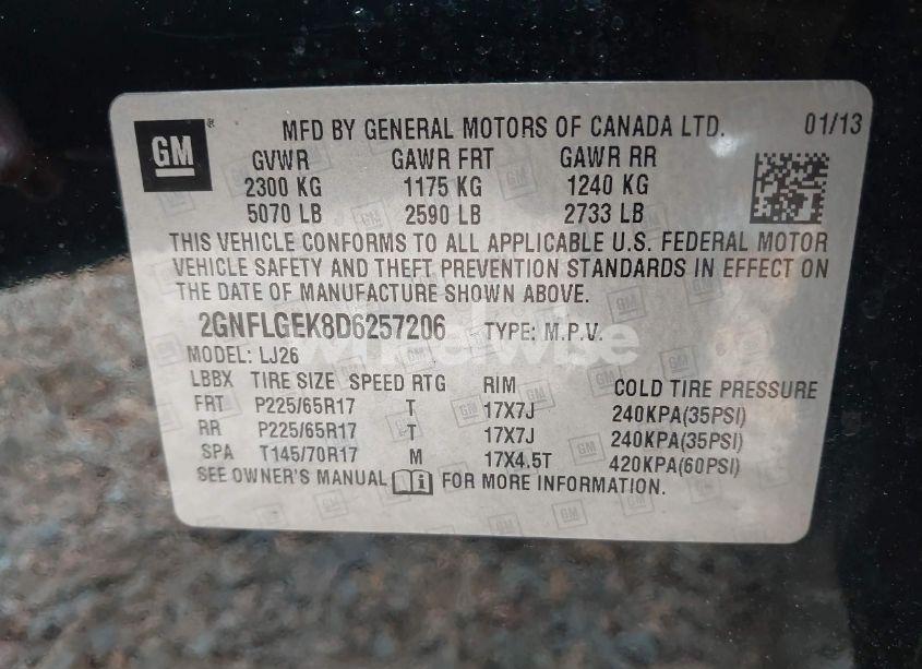 Photo 9 of 2013 Chevrolet Equinox LTZ (VIN 2GNFLGEK8D6257206)