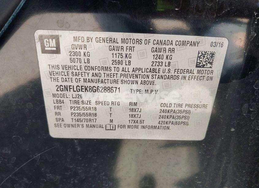 Photo 9 of 2016 Chevrolet Equinox LTZ (VIN 2GNFLGEK8G6288671)