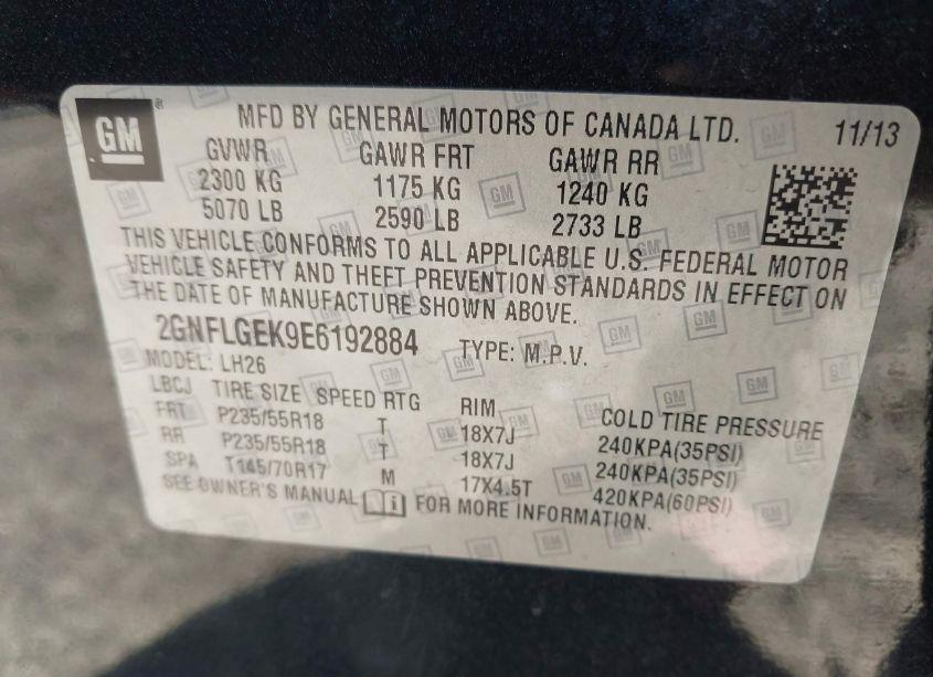 Photo 9 of 2014 Chevrolet Equinox 2LT (VIN 2GNFLGEK9E6192884)