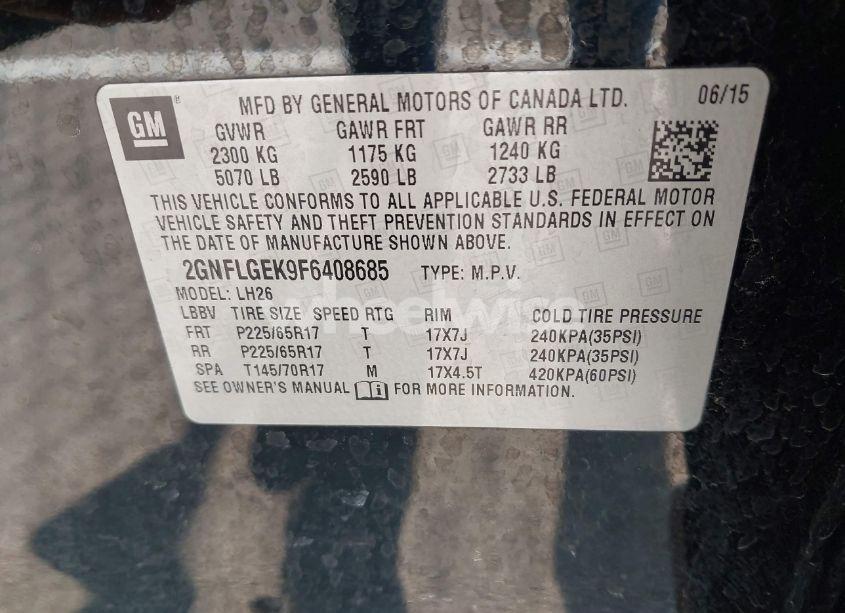 Photo 9 of 2015 Chevrolet Equinox 2LT (VIN 2GNFLGEK9F6408685)