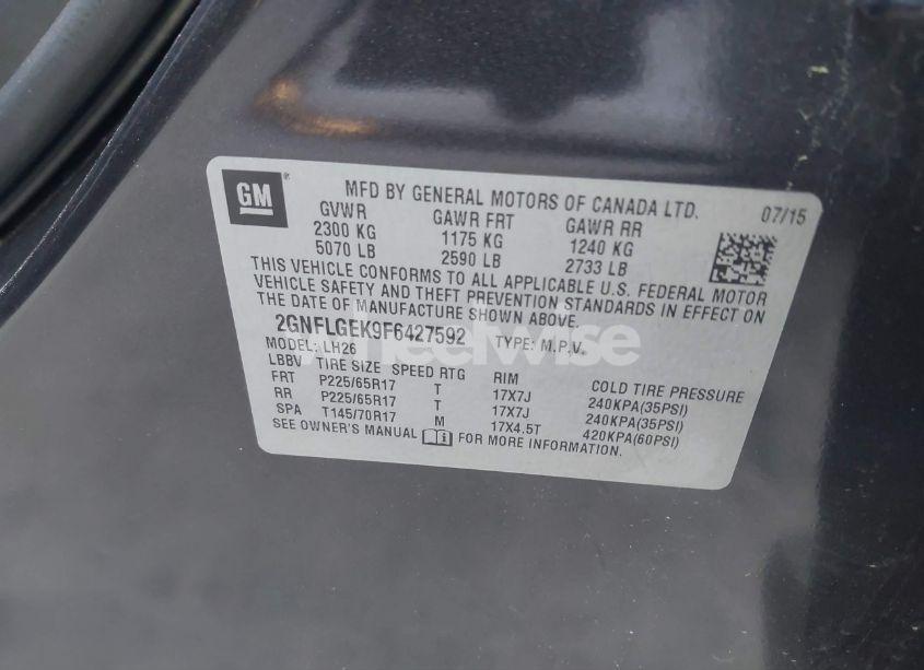 Photo 9 of 2015 Chevrolet Equinox 2LT (VIN 2GNFLGEK9F6427592)