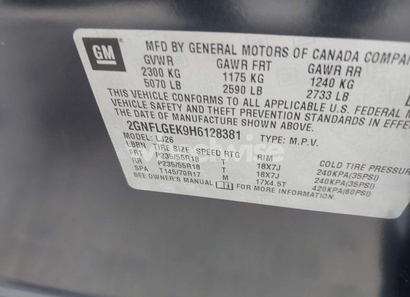 Photo 9 of 2017 Chevrolet Equinox PREMIER (VIN 2GNFLGEK9H6128381)