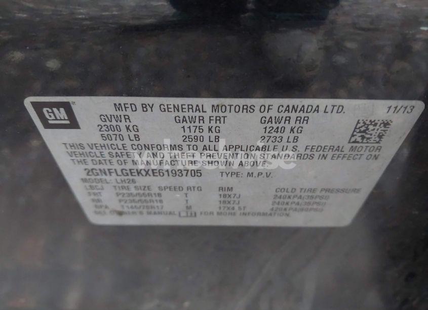 Photo 9 of 2014 Chevrolet Equinox 2LT (VIN 2GNFLGEKXE6193705)