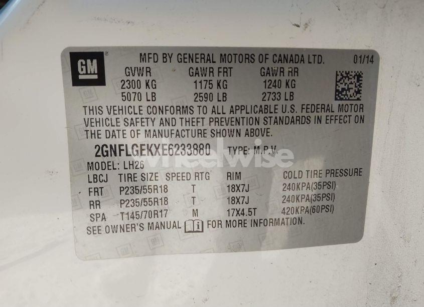 Photo 9 of 2014 Chevrolet Equinox 2LT (VIN 2GNFLGEKXE6233880)