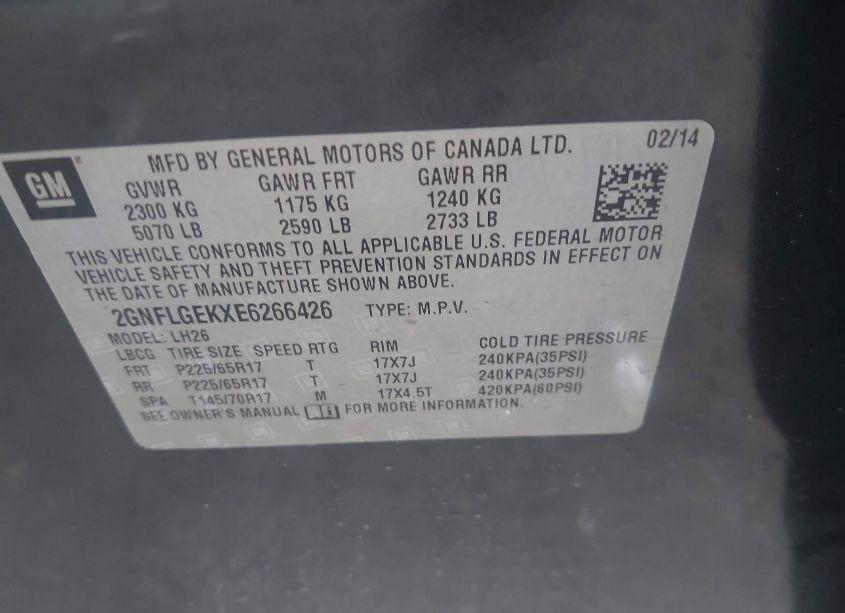 Photo 9 of 2014 Chevrolet Equinox 2LT (VIN 2GNFLGEKXE6266426)