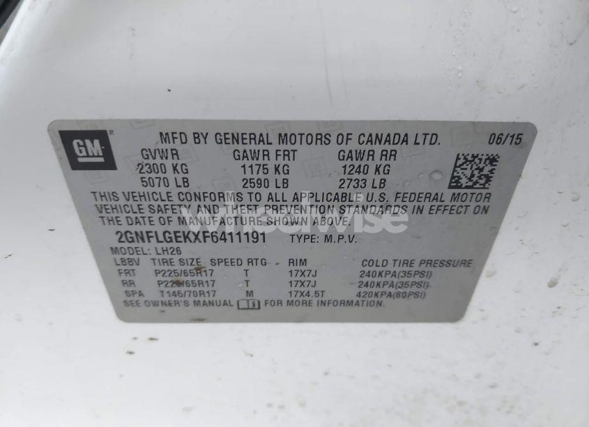 Photo 9 of 2015 Chevrolet Equinox 2LT (VIN 2GNFLGEKXF6411191)