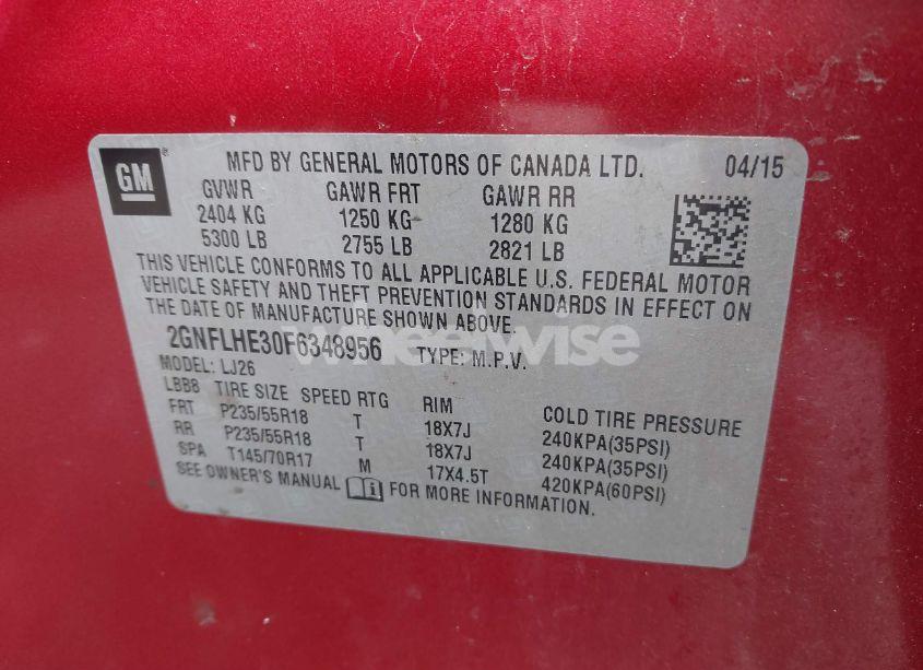 Photo 9 of 2015 Chevrolet Equinox LTZ (VIN 2GNFLHE30F6348956)