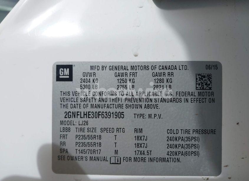 Photo 9 of 2015 Chevrolet Equinox LTZ (VIN 2GNFLHE30F6391905)