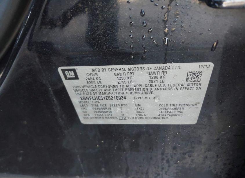 Photo 9 of 2014 Chevrolet Equinox LTZ (VIN 2GNFLHE31E6216934)