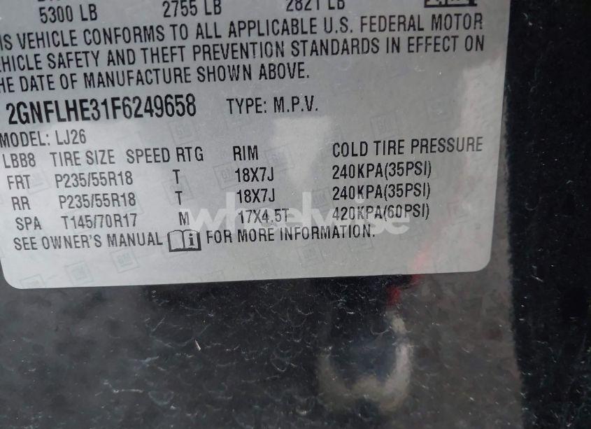 Photo 9 of 2015 Chevrolet Equinox LTZ (VIN 2GNFLHE31F6249658)