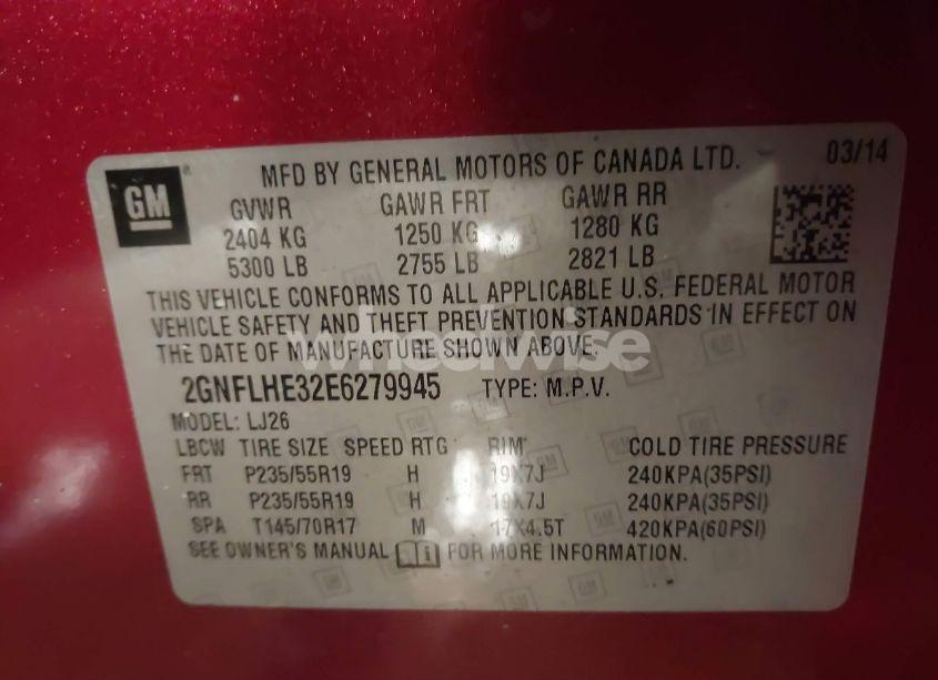 Photo 9 of 2014 Chevrolet Equinox LTZ (VIN 2GNFLHE32E6279945)