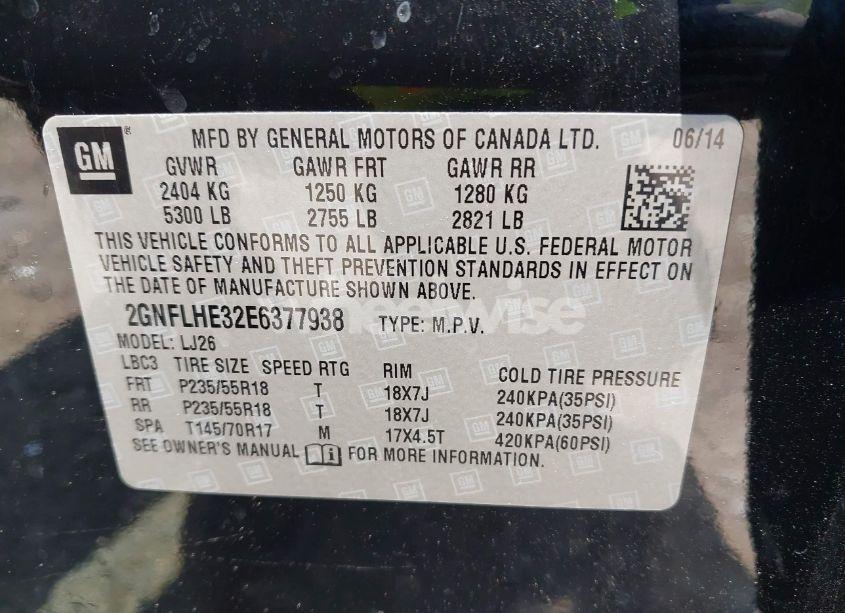 Photo 9 of 2014 Chevrolet Equinox LTZ (VIN 2GNFLHE32E6377938)