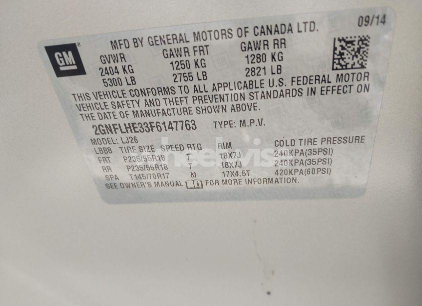 Photo 9 of 2015 Chevrolet Equinox LTZ (VIN 2GNFLHE33F6147763)