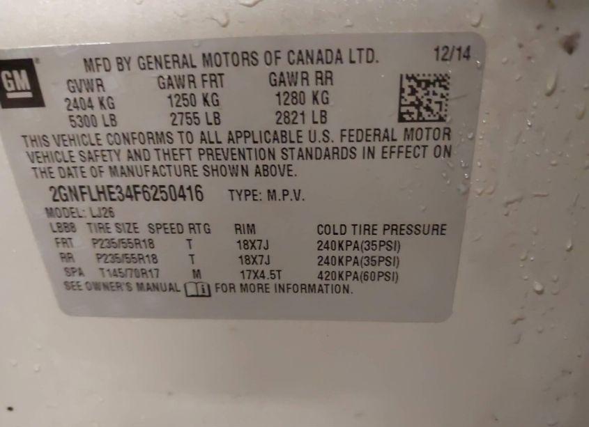 Photo 9 of 2015 Chevrolet Equinox LTZ (VIN 2GNFLHE34F6250416)