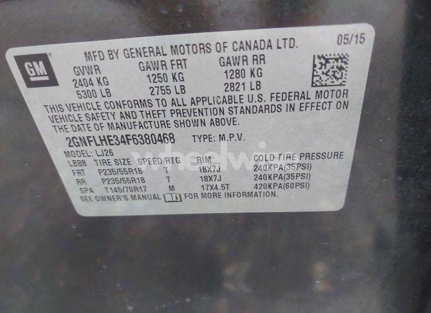 Photo 9 of 2015 Chevrolet Equinox LTZ (VIN 2GNFLHE34F6380468)