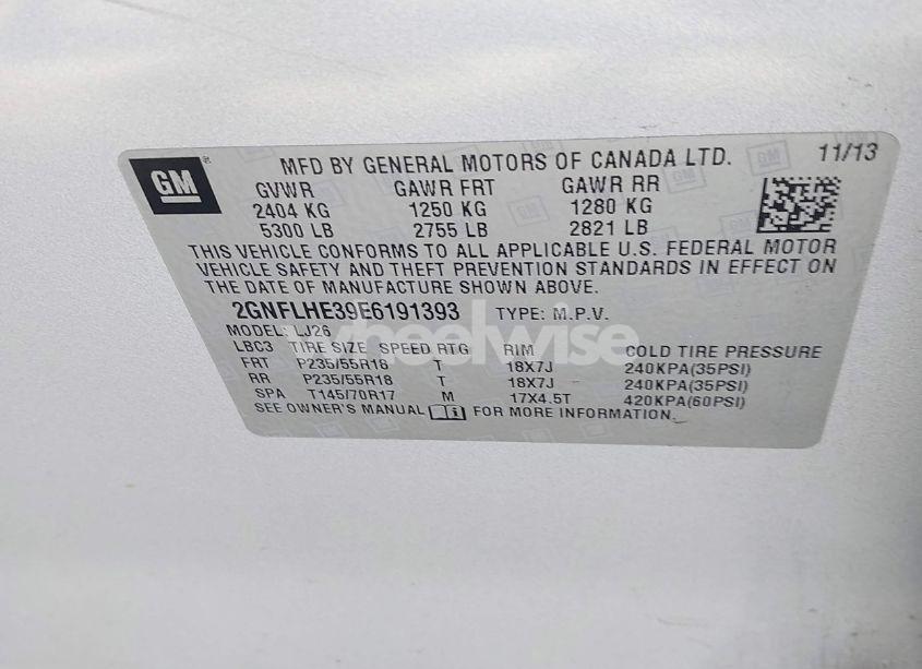 Photo 9 of 2014 Chevrolet Equinox LTZ (VIN 2GNFLHE39E6191393)