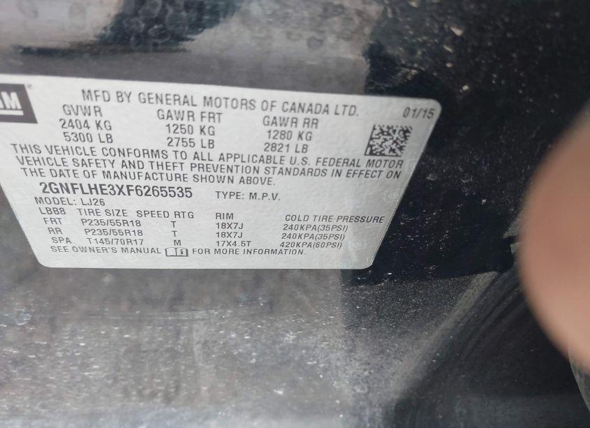 Photo 9 of 2015 Chevrolet Equinox LTZ (VIN 2GNFLHE3XF6265535)