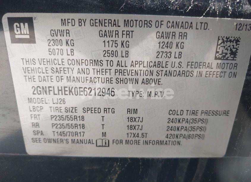 Photo 9 of 2014 Chevrolet Equinox LTZ (VIN 2GNFLHEK0E6212946)