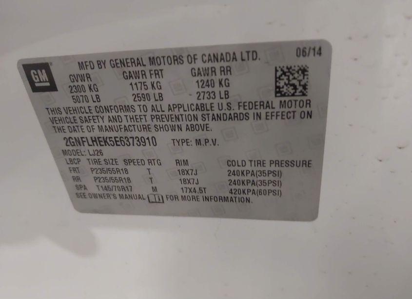 Photo 9 of 2014 Chevrolet Equinox LTZ (VIN 2GNFLHEK5E6373910)