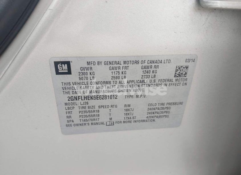 Photo 9 of 2014 Chevrolet Equinox LTZ (VIN 2GNFLHEK6E6281012)