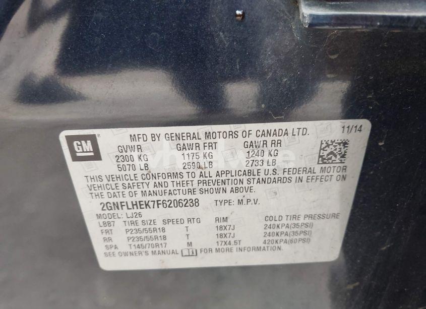 Photo 9 of 2015 Chevrolet Equinox LTZ (VIN 2GNFLHEK7F6206238)