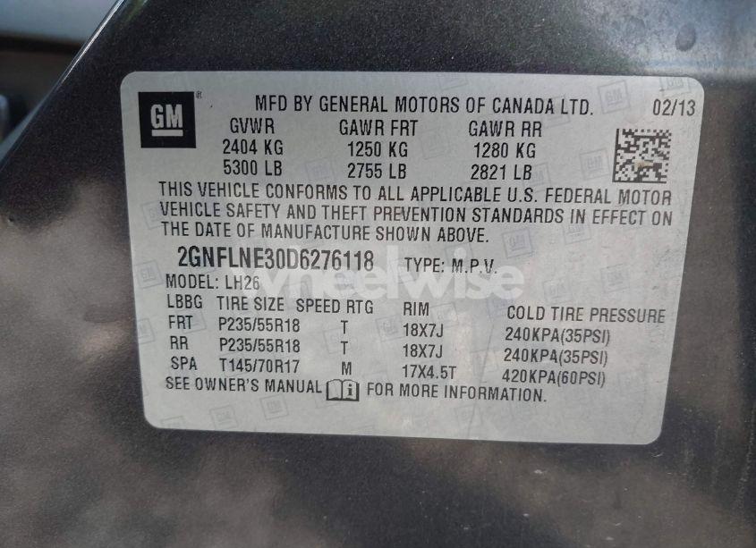 Photo 9 of 2013 Chevrolet Equinox 2LT (VIN 2GNFLNE30D6276118)