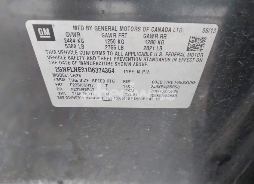 Photo 9 of 2013 Chevrolet Equinox 2LT (VIN 2GNFLNE31D6374364)