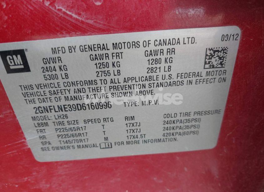 Photo 9 of 2013 Chevrolet Equinox 2LT (VIN 2GNFLNE39D6160996)