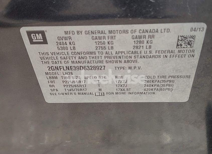 Photo 9 of 2013 Chevrolet Equinox 2LT (VIN 2GNFLNE39D6328927)