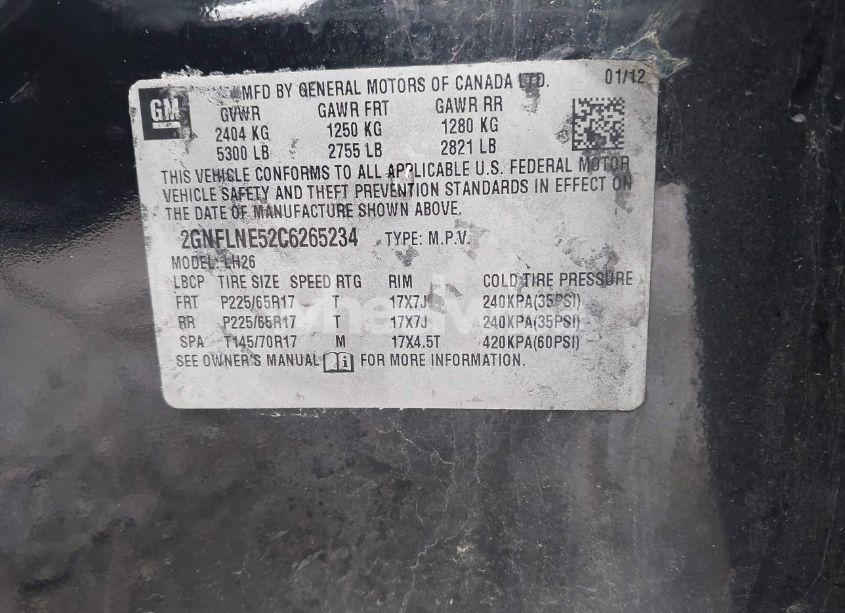 Photo 9 of 2012 Chevrolet Equinox 2LT (VIN 2GNFLNE52C6265234)