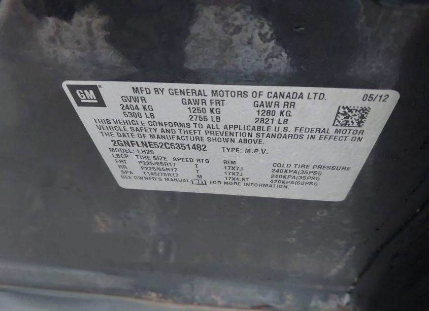 Photo 9 of 2012 Chevrolet Equinox 2LT (VIN 2GNFLNE52C6351482)