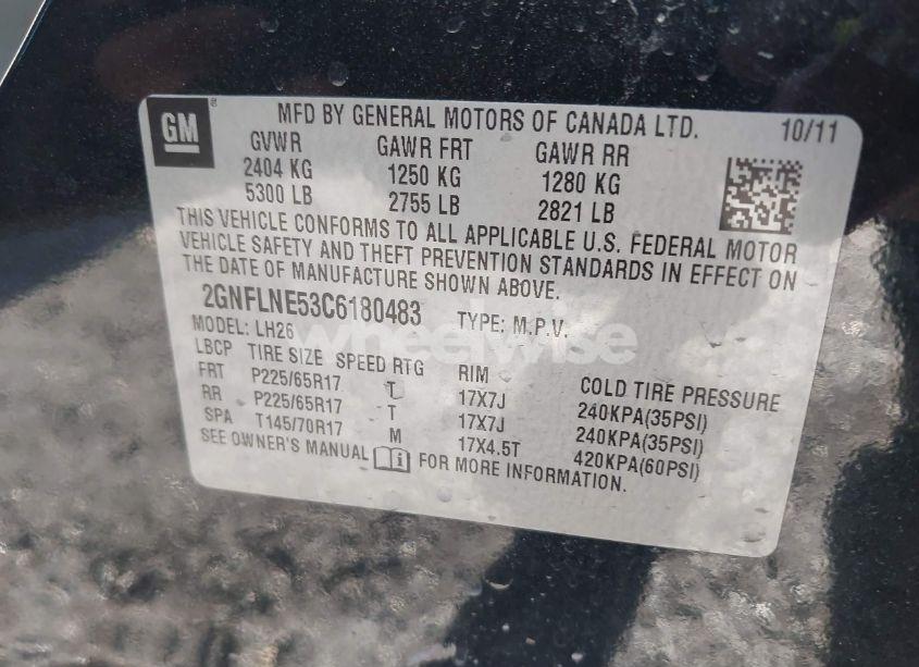 Photo 9 of 2012 Chevrolet Equinox 2LT (VIN 2GNFLNE53C6180483)