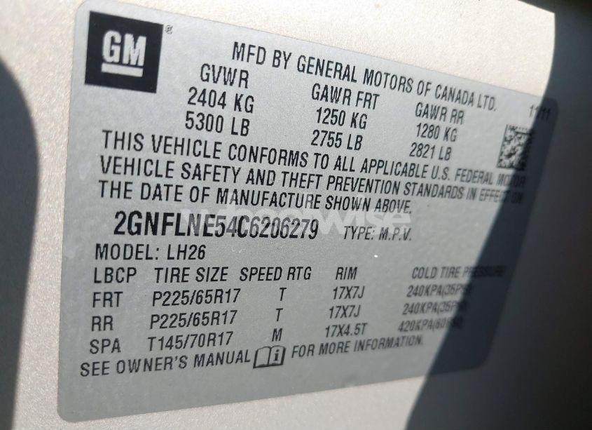 Photo 9 of 2012 Chevrolet Equinox 2LT (VIN 2GNFLNE54C6206279)