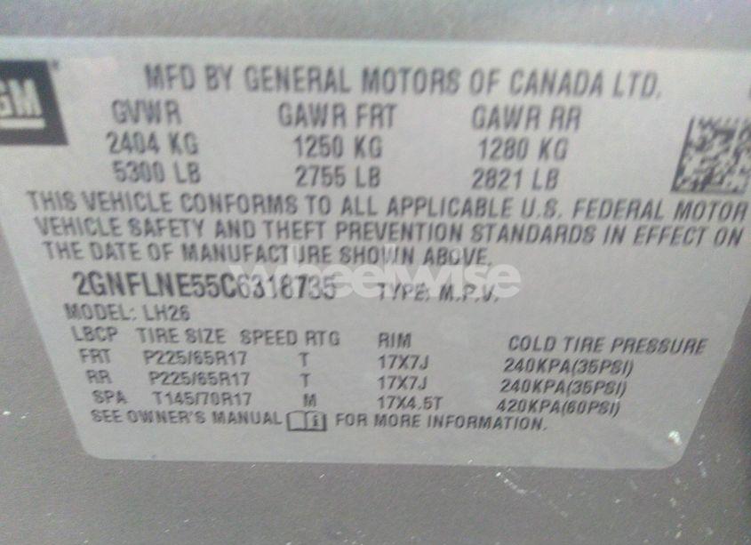 Photo 9 of 2012 Chevrolet Equinox 2LT (VIN 2GNFLNE55C6318735)