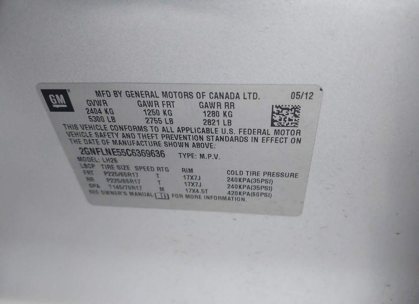 Photo 9 of 2012 Chevrolet Equinox 2LT (VIN 2GNFLNE55C6369636)