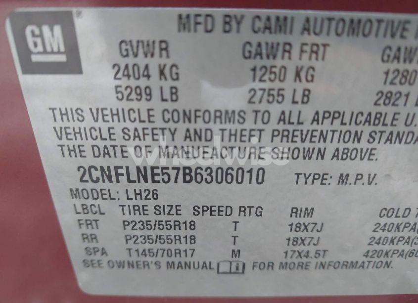 Photo 9 of 2011 Chevrolet Equinox 2LT (VIN 2GNFLNE57B6306010)