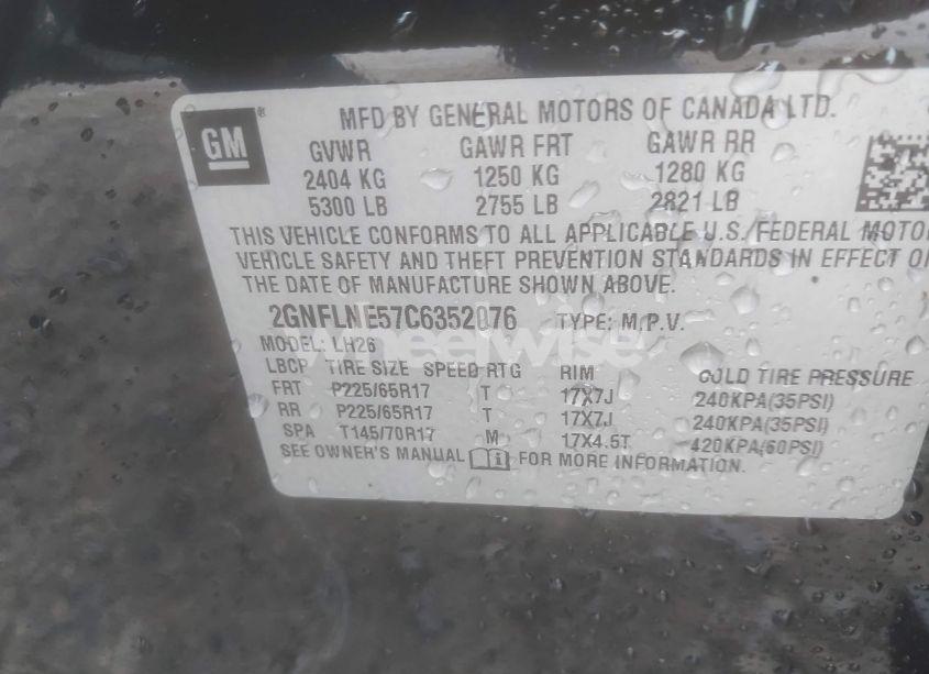 Photo 9 of 2012 Chevrolet Equinox 2LT (VIN 2GNFLNE57C6352076)