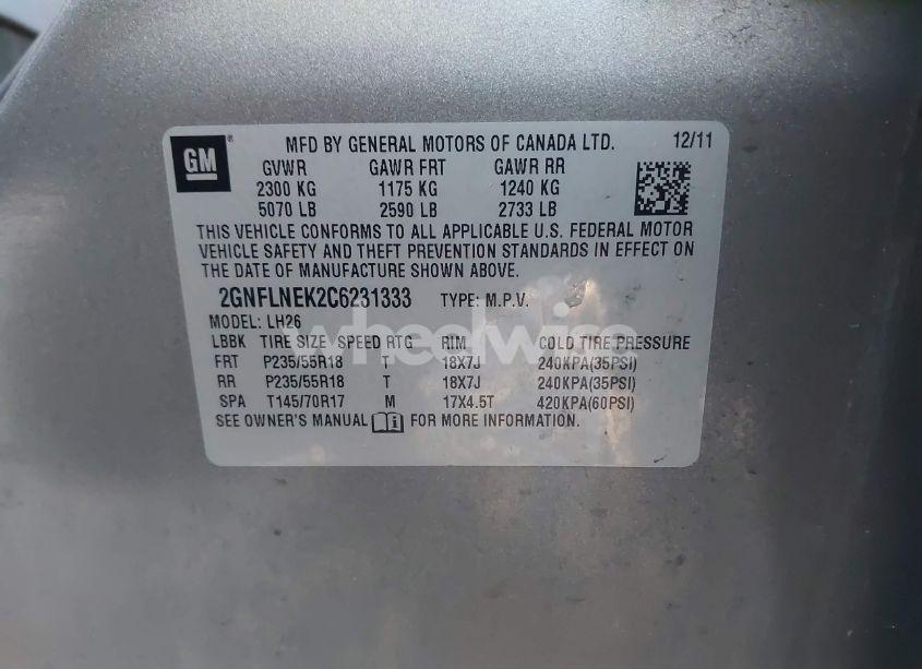 Photo 9 of 2012 Chevrolet Equinox 2LT (VIN 2GNFLNEK2C6231333)