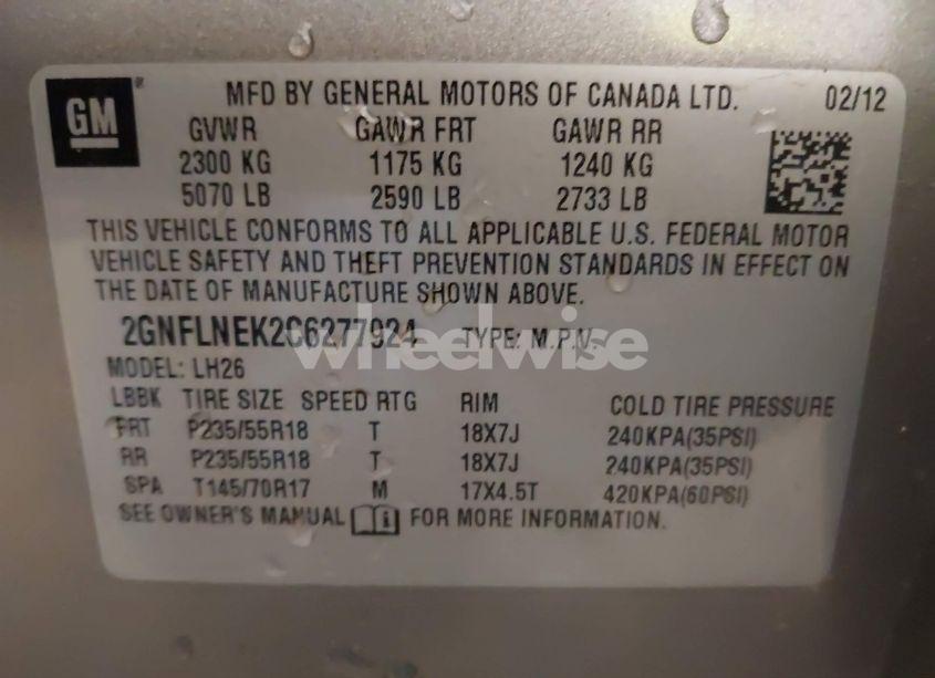 Photo 9 of 2012 Chevrolet Equinox 2LT (VIN 2GNFLNEK2C6277924)