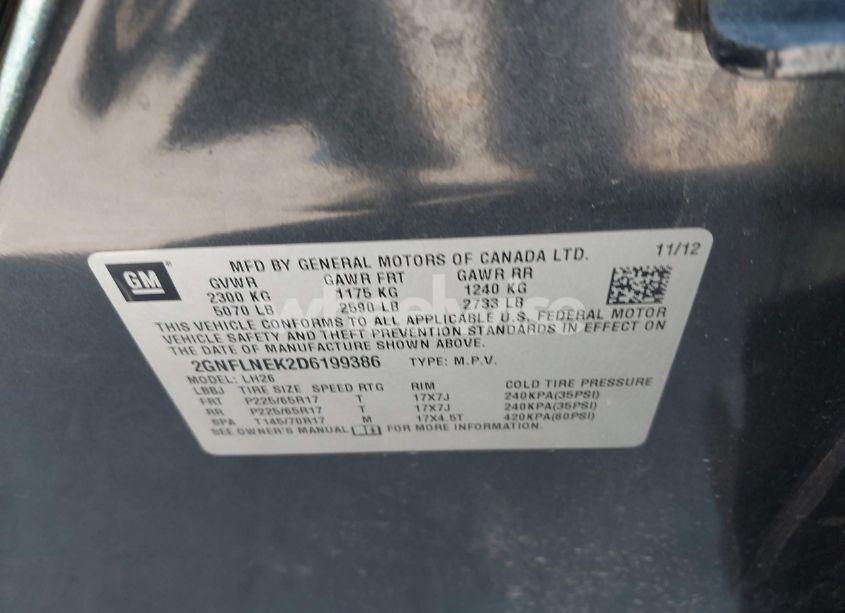 Photo 9 of 2013 Chevrolet Equinox 2LT (VIN 2GNFLNEK2D6199386)