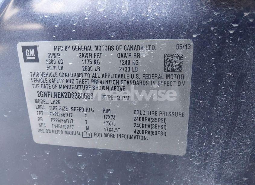 Photo 9 of 2013 Chevrolet Equinox 2LT (VIN 2GNFLNEK2D6360688)